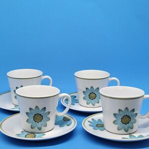Noritake Progression  UP SA Daisy  4 Cups 5 Saucers 9001 Japan